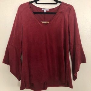 Suede Bell Sleeved Top